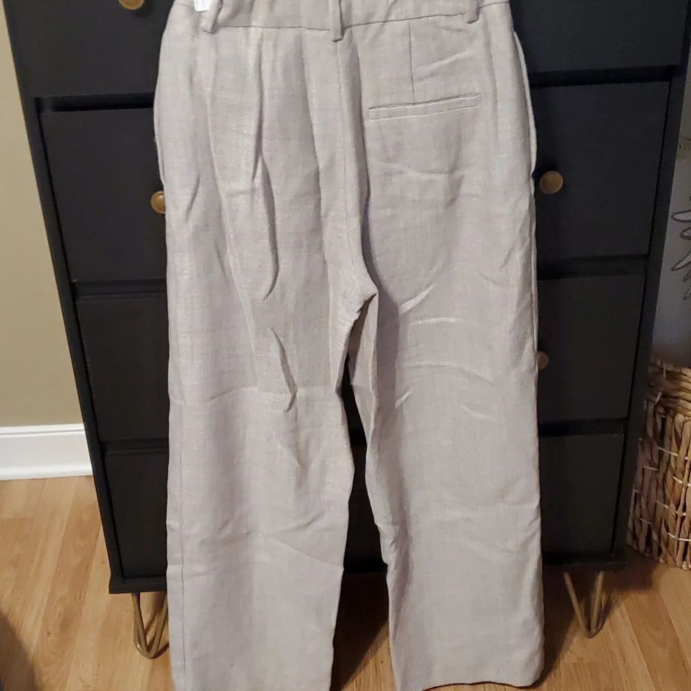 COS Beige Wide-Leg Linen wool Blend Pantsuit Pants